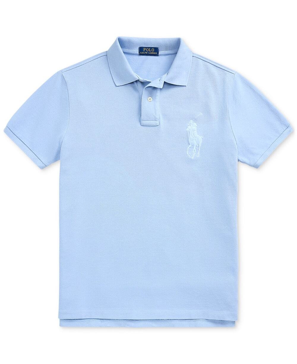 Polo Ralph Lauren Custom Slim Fit Big Pony Mesh Polo Shirt Chambray Blue Large